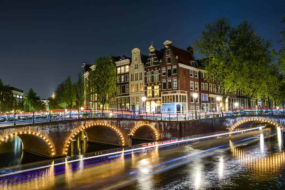 Amsterdam canals by night